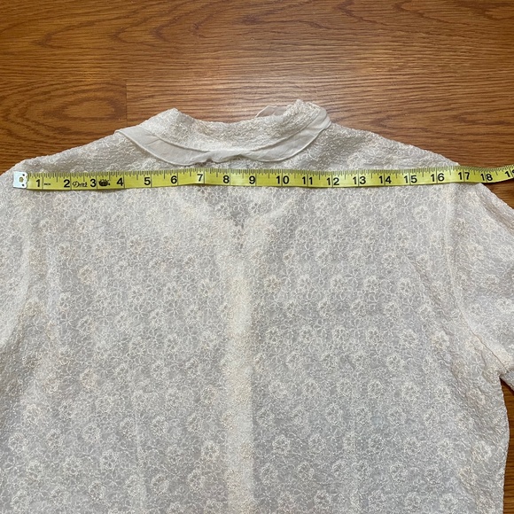 SHEER trend! J Jill Off-White Embroidered Blouse, Size S - Picture 7 of 12